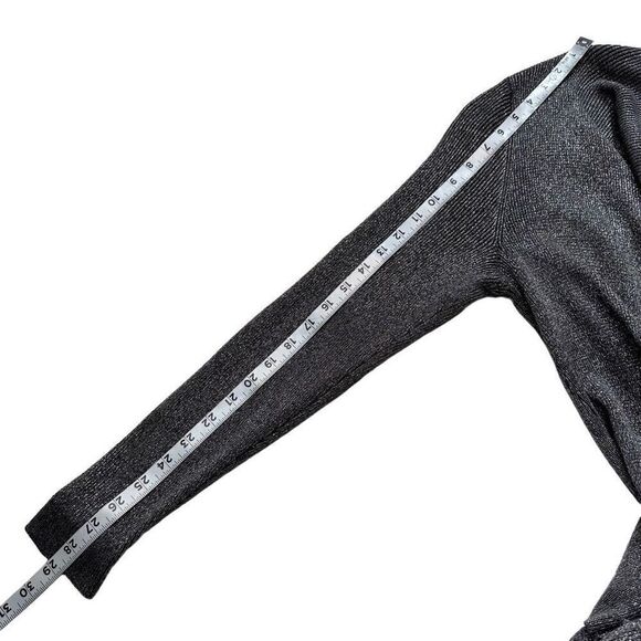 Torrid Womens Gray Metallic Drape Front Sweater Cardigan Large Modern Glam - Picture 9 of 11